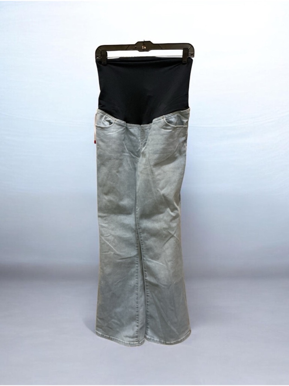 Light Blue Denim Maternity Jeans with Black Stretch Panel